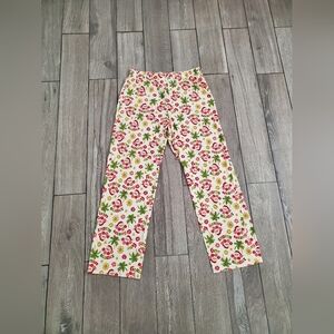 Jammies for Your Families cotton blend green floral Santa Claus pajama pants M